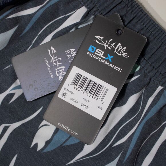 NWT Salt Life Performance Aqua Trunks Swim Bathing Suit Gray Fish Men Size S - Picture 6 of 8